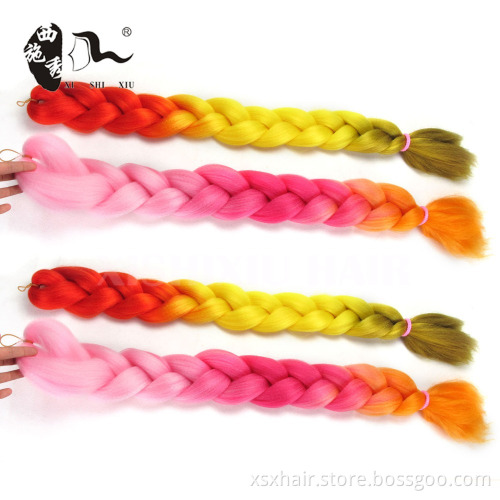XIHIXIU HAIR colored synthetic braiding/hot pink synthetic braid/red braiding hair